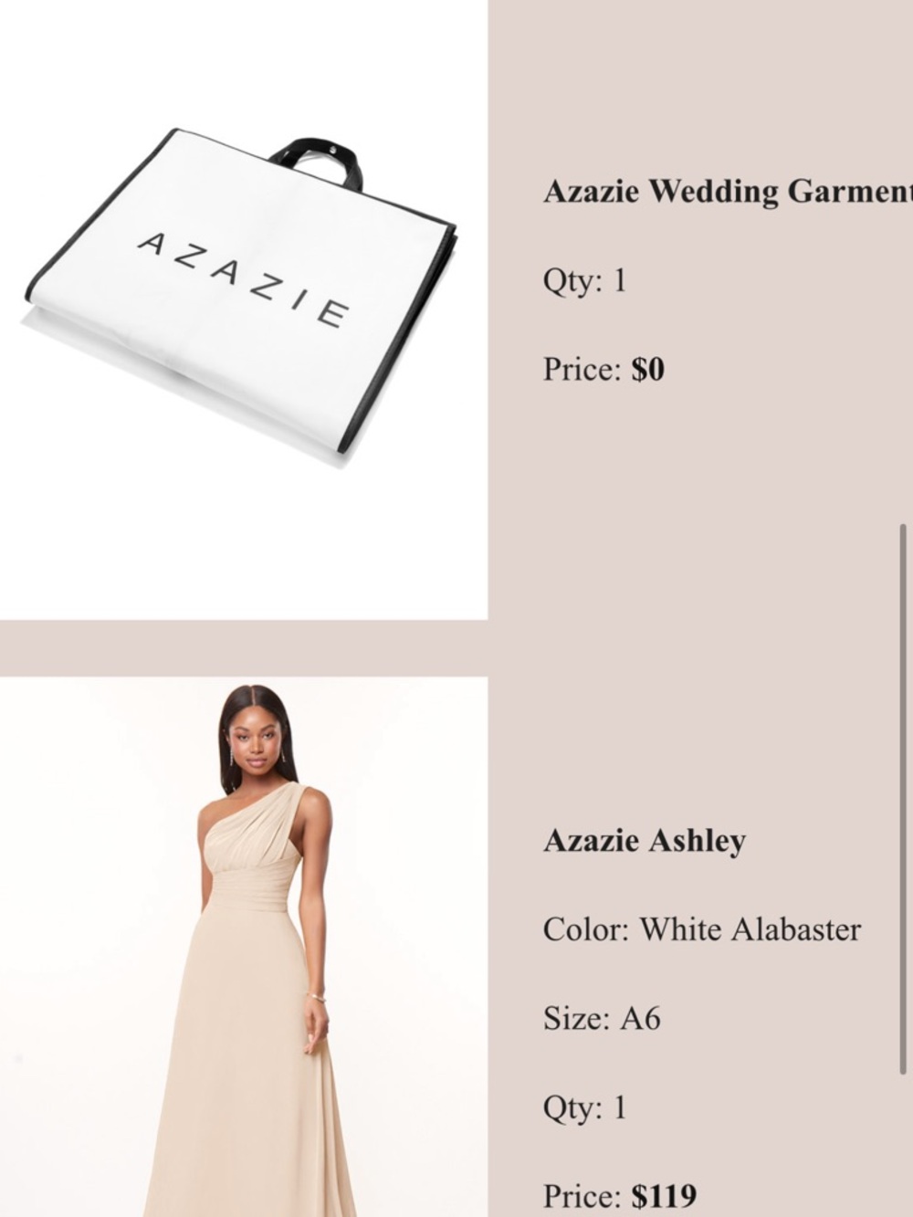 Azazie One-Shoulder Gown in White Alabaster